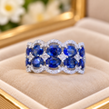 18K White Gold Blue Sapphire & Diamond Ring – 4.84 CTW