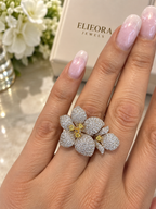 18 K Gold Diamond Orchid Statement Ring 2.95 CTW