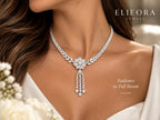 18K Gold Diamond Floral Necklace & Earrings Set