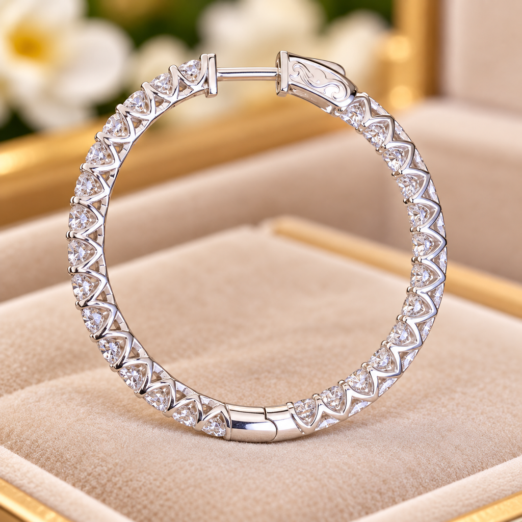 18K Gold Diamond Hoop Earrings – 6.23 CTW