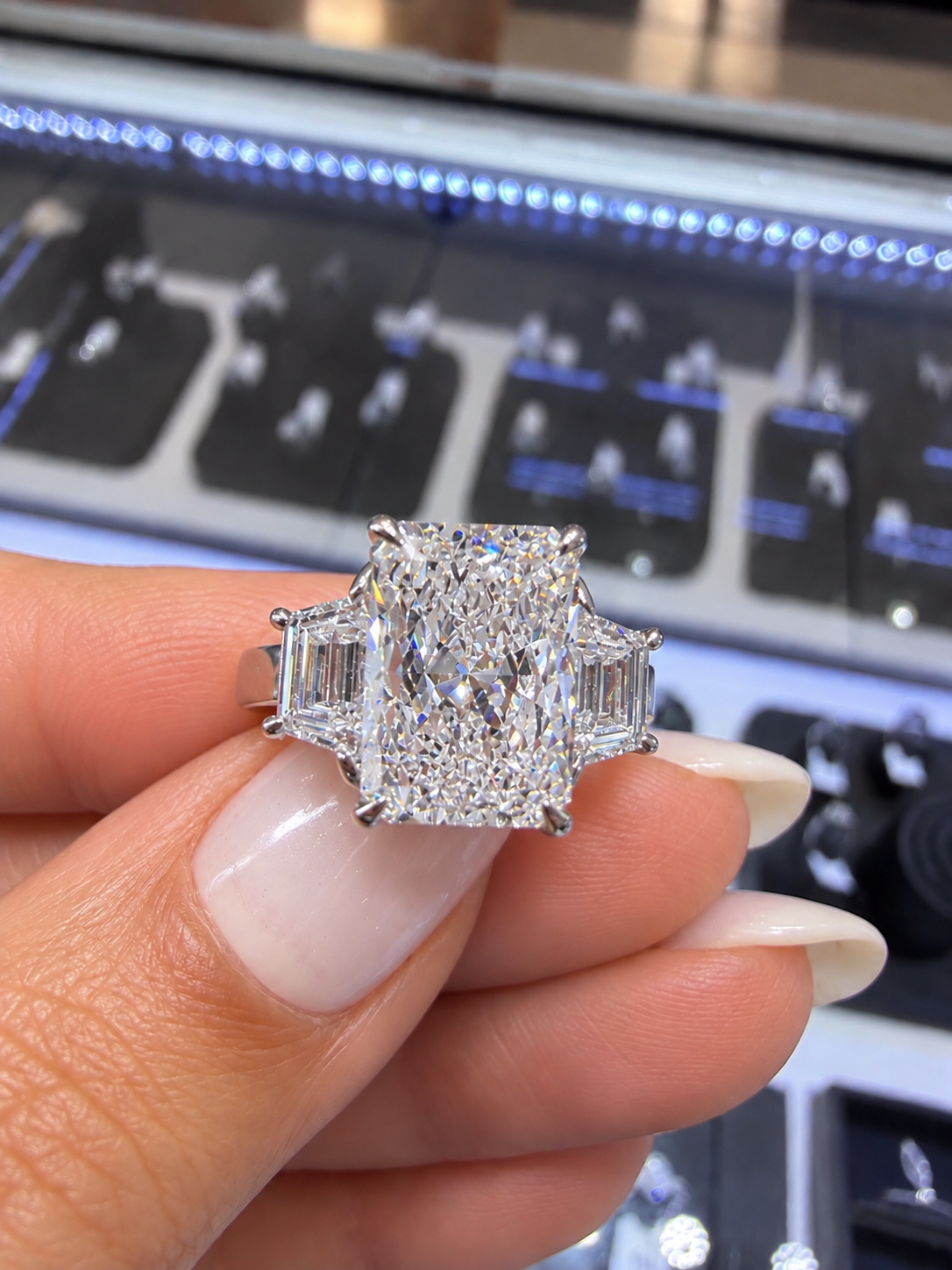 4.64 CT F VS1 Lab-Grown Diamond Three-Stone Ring in 14K White Gold