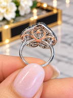14K Black & White Diamond Heart Statement Ring – 2.50 CT