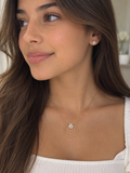 18K Gold Diamond Floral Circle Necklace & Earring Set – 0.35 CT