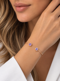 14K Rose Gold Amethyst & Diamond Open Cuff Bracelet