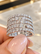 Kate Collin 1.70 CT Diamond Multi-Row Fashion Ring in 14K White Gold