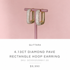The Glitter 4.13 CT Diamond Pave Rectangle Hoops