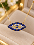 18K Gold Diamond & Sapphire Evil Eye Necklace