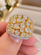 18K Two-Tone Fancy Yellow Diamond Statement Ring – 5.43 CT