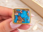 18K Yellow Gold Persian Turquoise Statement Ring