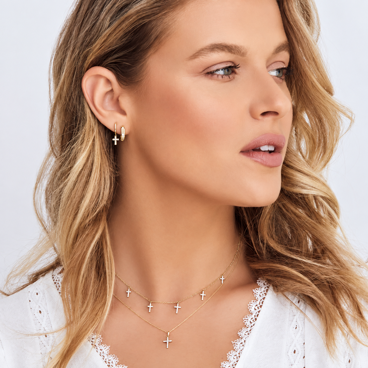 0.09 CT Diamond Cross Necklace