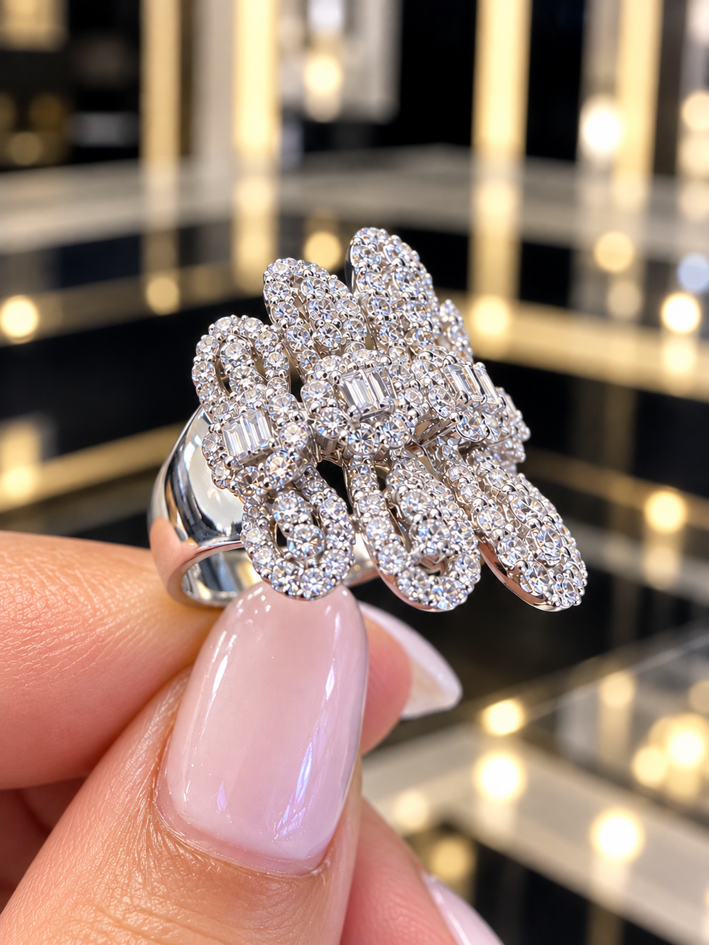 18K White Gold 3.06 CT Diamond Statement Ring