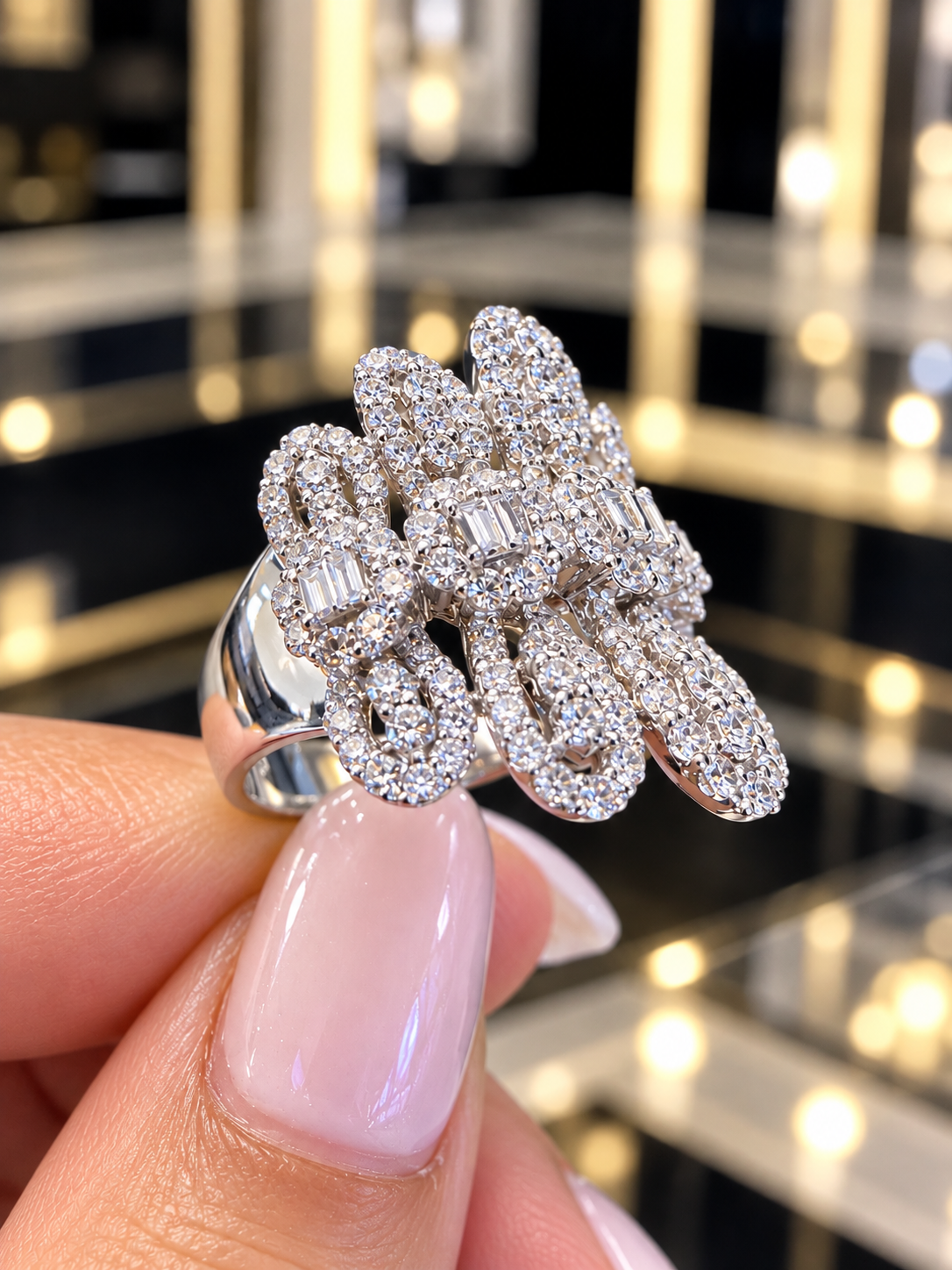 18K White Gold 3.06 CT Diamond Statement Ring