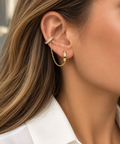 18K Gold Diamond Ear Cuff & Chain Earring