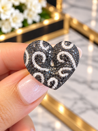 14K Black & White Diamond Heart Statement Ring – 2.50 CT