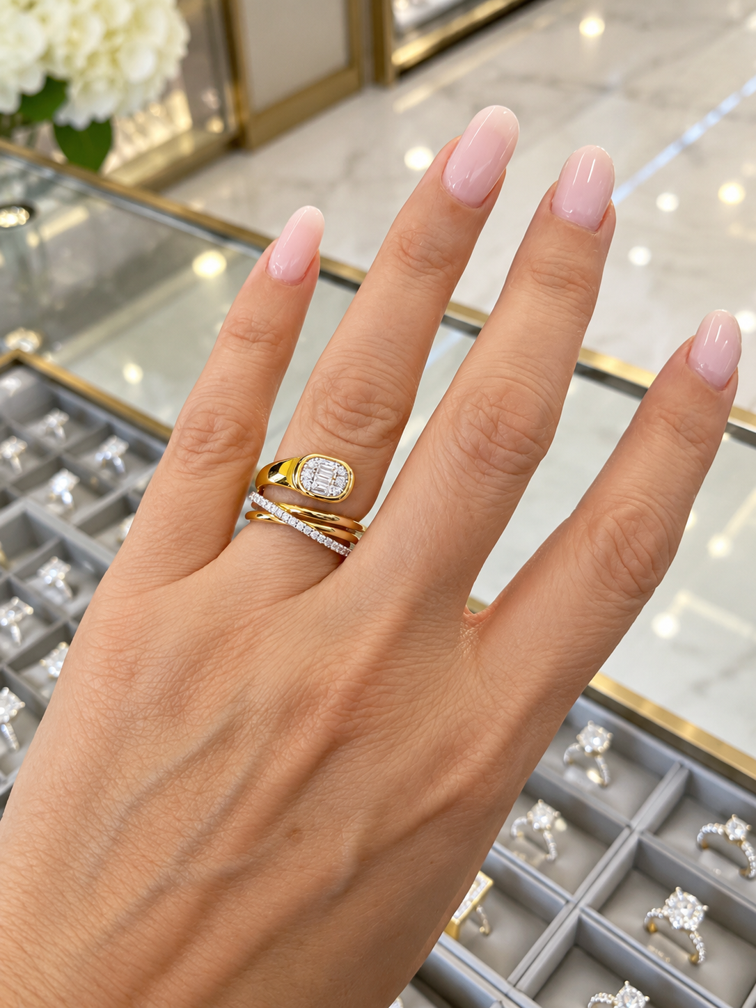 14K Yellow Gold Diamond Icon Plumeria Fashion Ring - 0.33 CTW