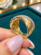 Kate Collins 14K Yellow Gold Diamond Crossover Ring-0.52 CTW