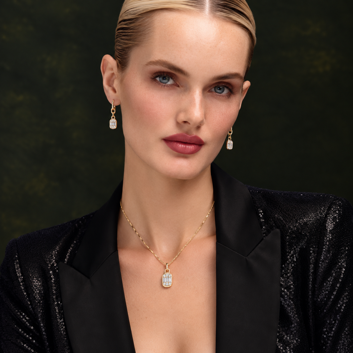 0.55 CT DAMOND BAGUETTE CHOPIN CHAIN NECKLACE
