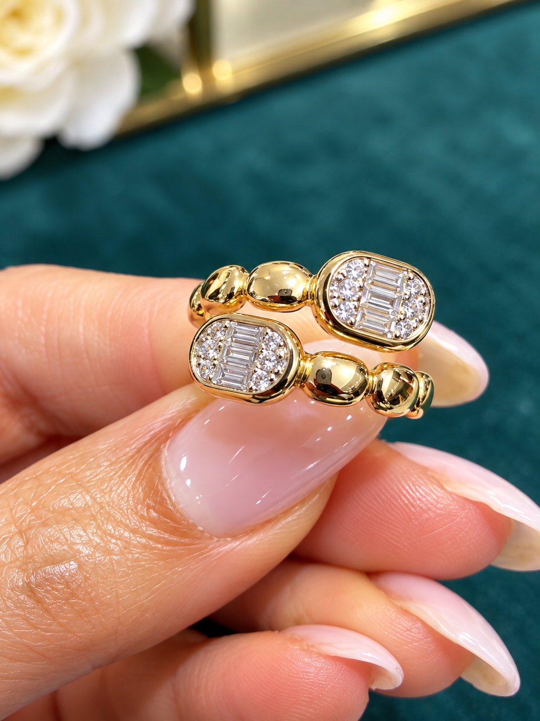 14K Yellow Gold Diamond Icon Plumeria Fashion Ring - 0.20 CTW