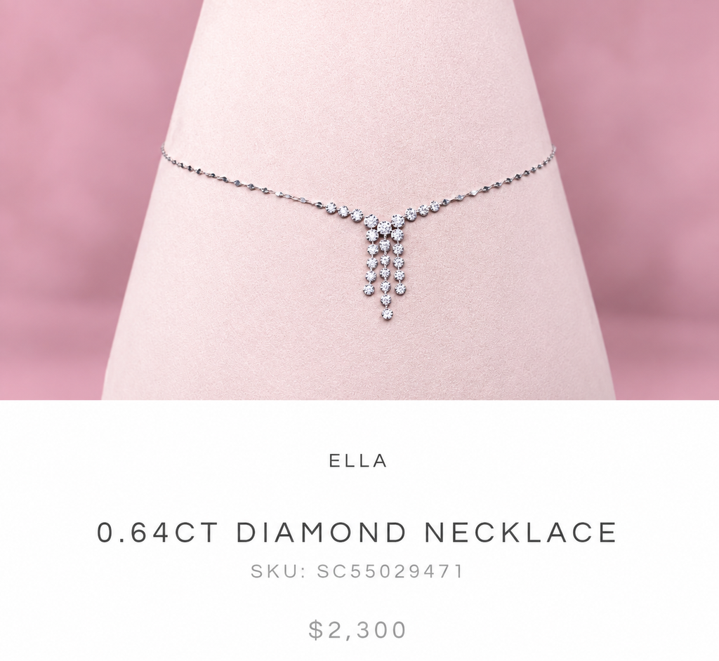 The Ella 0.64 CT Diamond Cascade Description