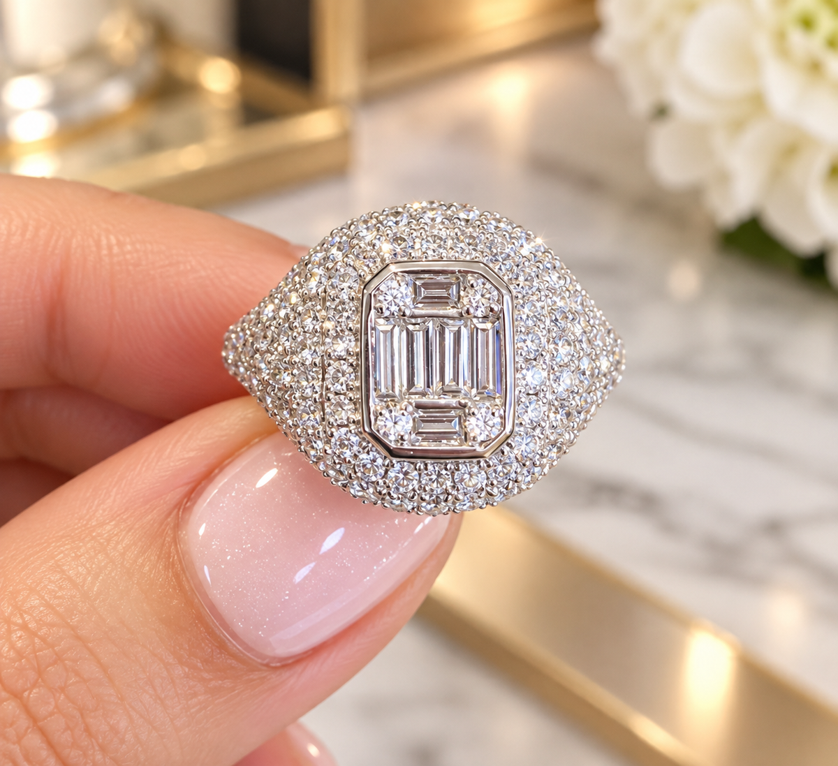 Kate Collin 1.85 CT Diamond Statement Ring in 14K White Gold