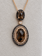 14K Rose Gold Smoky Topaz & Diamond Necklace