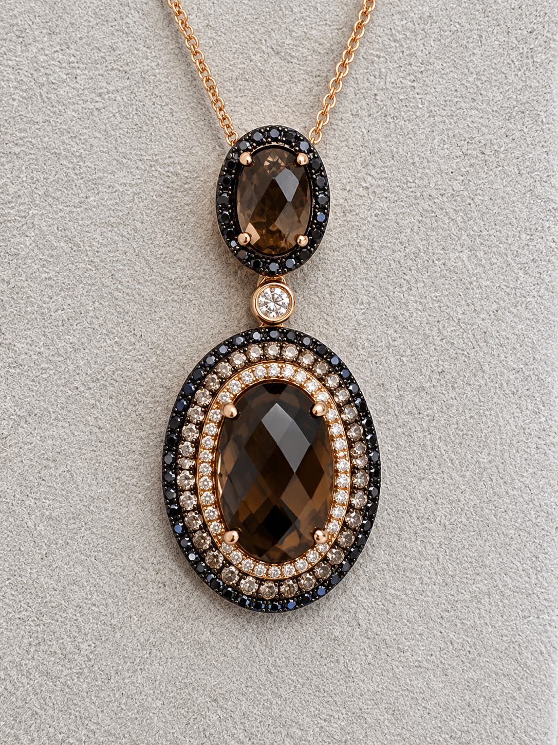 14K Rose Gold Smoky Topaz & Diamond Necklace