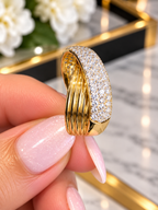 14K Yellow Gold Diamond Crossover Ring – 0.83 CTW