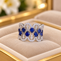 18K White Gold Sapphire & Diamond Statement Ring – 3.55 CTW