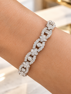 14K White Gold 7.00 CT Diamond Floral Link Bracelet – 27 Grams