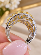 18K Two-Tone Fancy Yellow Diamond Statement Ring – 5.43 CT