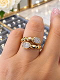 14K Yellow Gold Diamond Icon Plumeria Fashion Ring - 0.20 CTW