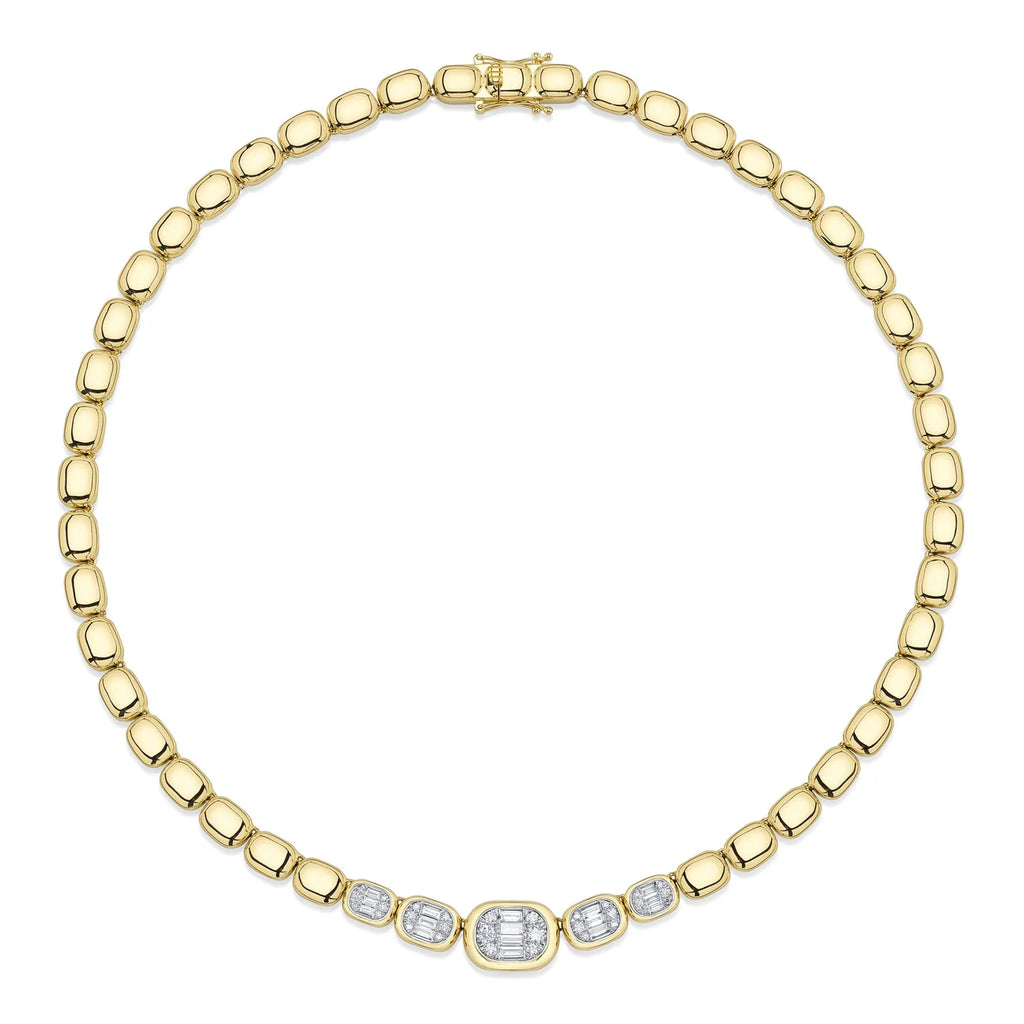Baguette Diamond Bezel Necklace-1.15 CT