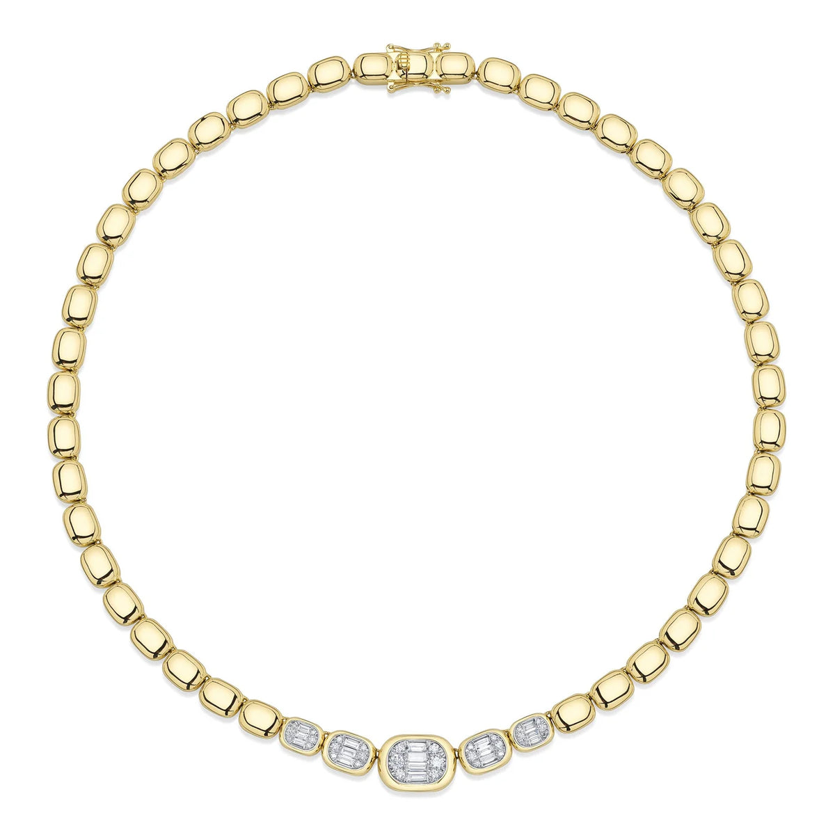 Baguette Diamond Bezel Necklace-1.15 CT