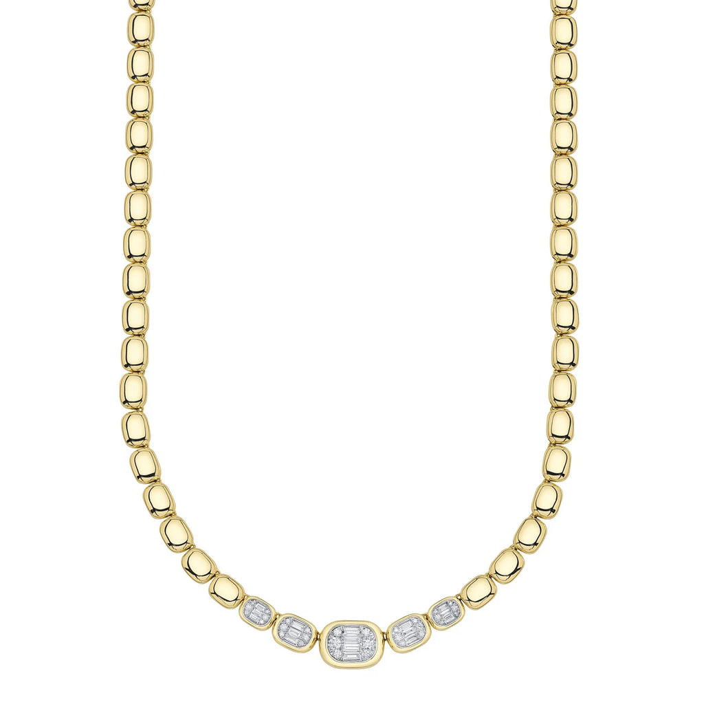 Baguette Diamond Bezel Necklace-1.15 CT