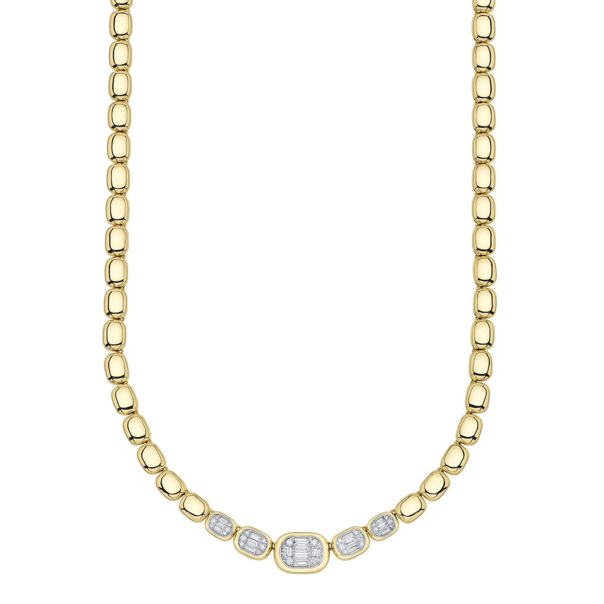 Baguette Diamond Bezel Necklace-1.15 CT