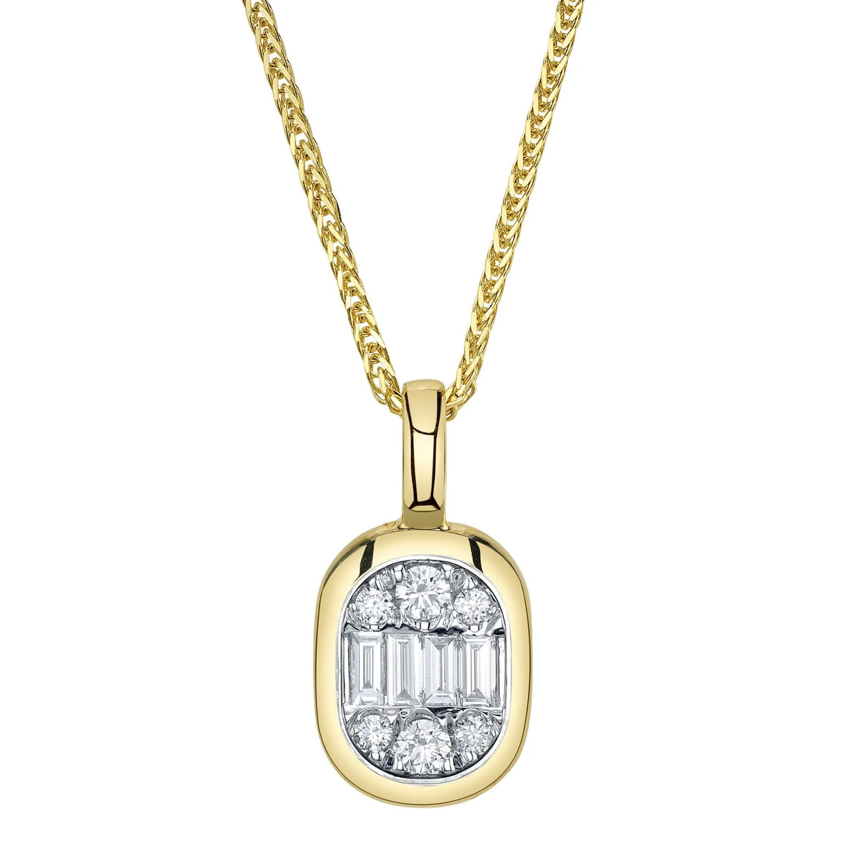 0.55 CT DAMOND BAGUETTE CHOPIN CHAIN NECKLACE