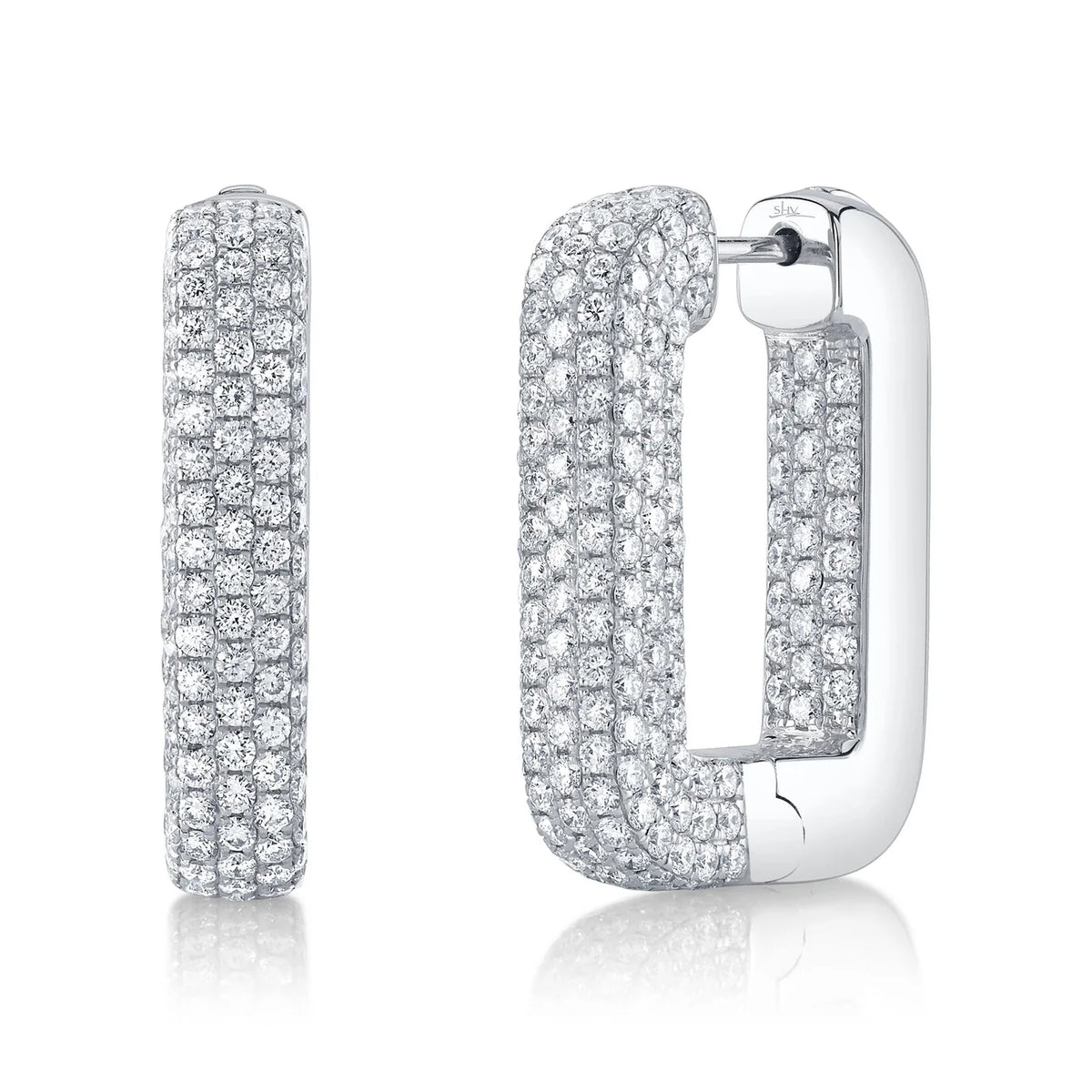 The Glitter 4.13 CT Diamond Pave Rectangle Hoops