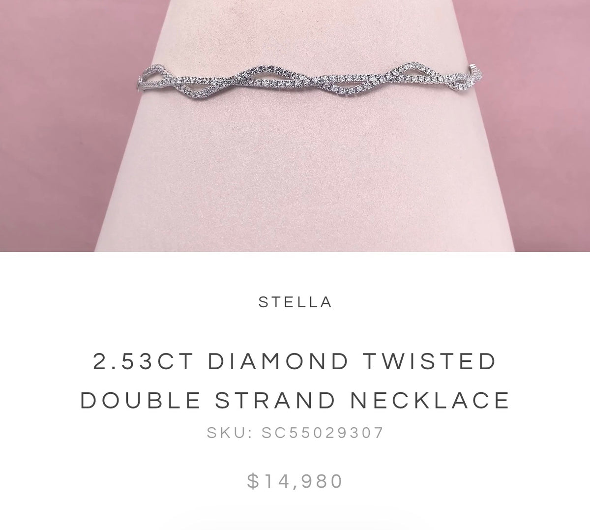 Stella 2.53 CT Diamond Infinity Twist Necklace